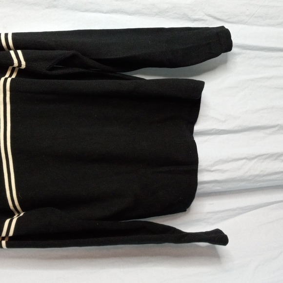 Banana Republic M V-Neck Sweater Black White Long Sleeeve Knit - Picture 7 of 9